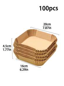 50/75/100pcs Round Parchment Paper, Rectangular Oven Cooking/Air Fryer Liners, Suitable For Bread, Potato, Toast, Pizza, Fried Chicken, Fries, Roast Chicken, Egg Tart, Heat-Resistant, Waterproof, Oil-Proof