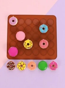 1 pieza Tapete de Silicona para Hornear con 30 Agujeros, Lámina de Hornear de Silicona Redonda para Macarrones