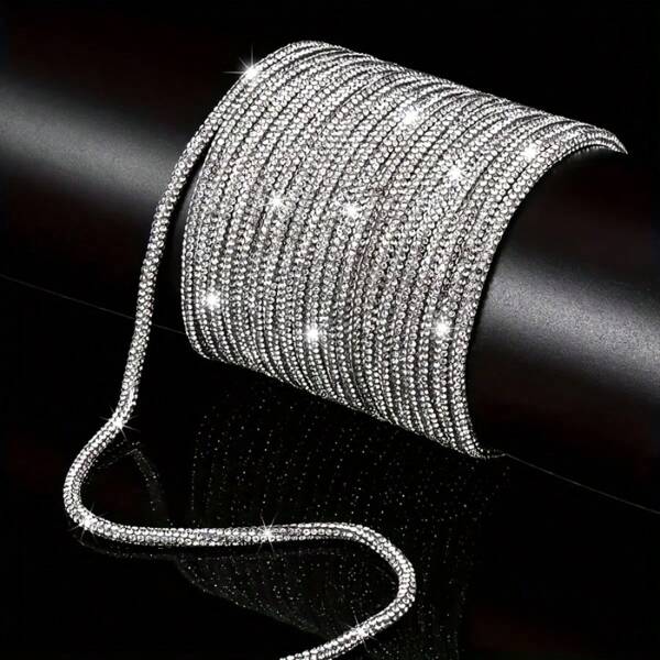 Accessori decorativi fai da te: strisce di tubi con diamanti, corda con diamanti per decorare vestiti, borse, scarpe e cappelli