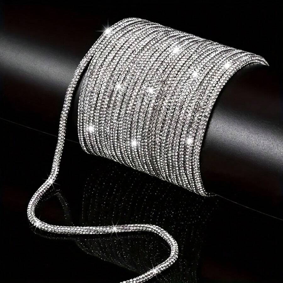 Accessori decorativi fai da te: strisce di tubi con diamanti, corda con diamanti per decorare vestiti, borse, scarpe e cappelli