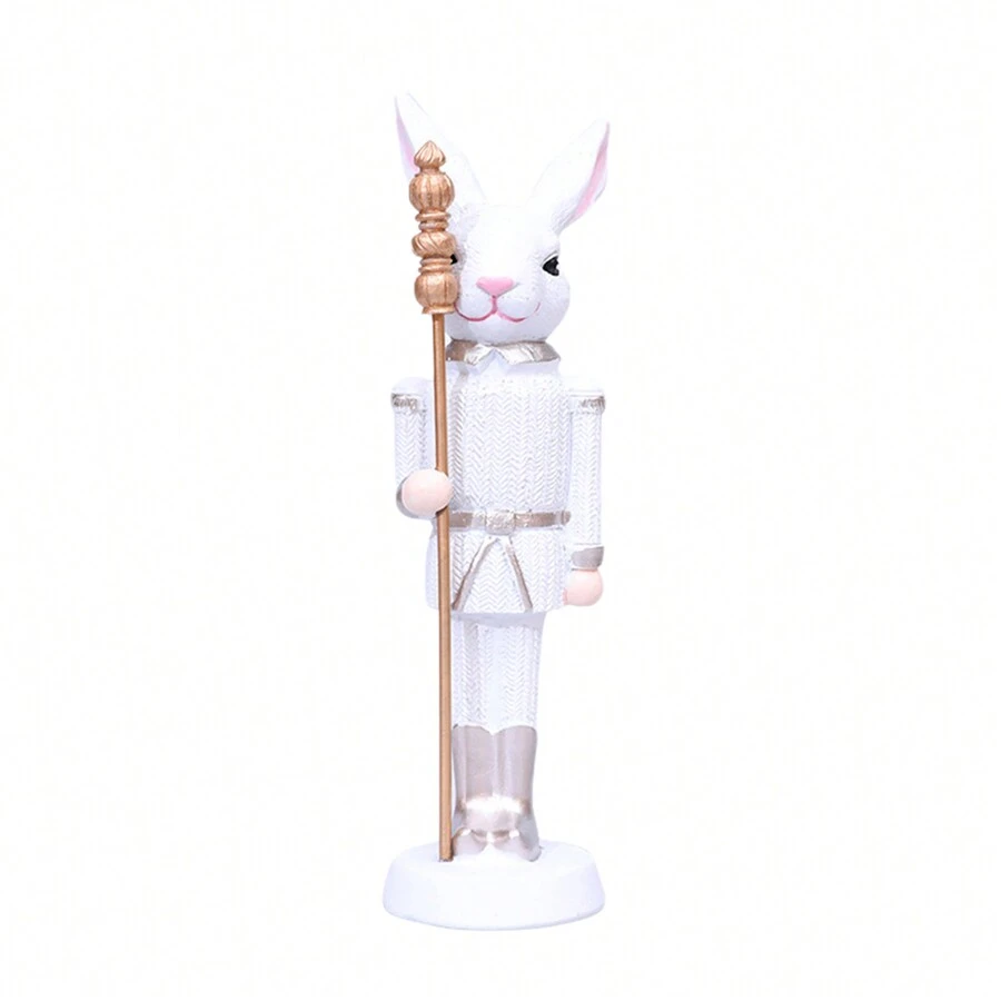 Easter Bunny Figurines Scepter Design Resin Rabbit Statue Easter Bunny Decor For Home Holiday - White - View 1