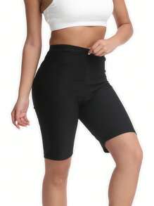 1 pieza Medias deportivas para mujer, mallas de fitness para adelgazar la cintura, pantalones cortos de yoga que levantan el trasero y sueltan el sudor rápidamente, para entrenamiento y ejercicio en casa - Negro - Ver 2