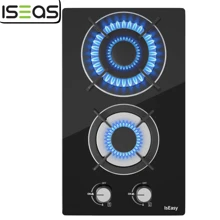 IsEasy Glass Gas Hob Self-Sufficient 2 Burners Gas Stove Built-In Stove Natural Gas Propane Gas Liquid Gas