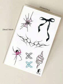 STARTTOOS 4 piezas Tatuajes temporales con diseño de corazón y lazo de estilo punk Y2K, arte corporal personal de moda para la cintura, hombro, cuello, pecho para uso diario, fiesta, festival, regalo - Multicolor - Ver 12