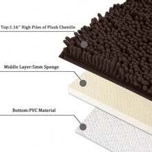 1 件简约纯色柔软雪尼尔吸水防滑浴室垫，也可用于房间装饰