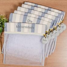 Maternity Organizer Bag Kit 4 And 6 Units. Luxury Nylon - 海軍藍稻草條紋 - 查看 2