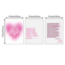 1/3 piezas Imágenes de arte de pared cristiano moderno Impresiones de lienzo con citas bíblicas Póster de citas religiosas de color rosa con estética femenina para decoración de dormitorio, sala de estar o dormitorio universitario Decoración de pared sin marco
