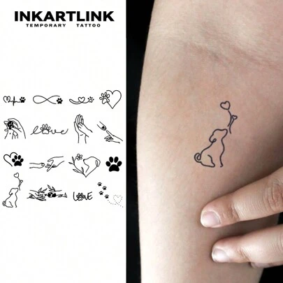  INKARTLINK Revolutionary Tattoo Technology - Semi-Permanent Tattoos, Paw Print, Minimalist Dog Design, Micro, Realistic Tattoo, Heart-Stirring Tattoo, Temporary Tattoo, Waterproof, Authentic Tattoo Look, Niche Design Tattoo, Fruit, Plant Tattoo