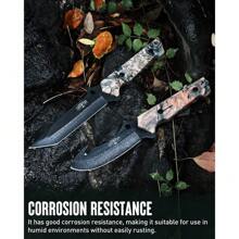 Juego de cuchillos de caza de hoja fija – 2 piezas, mango de espiga completo, borde recto y gancho de intestino, cuchillo de procesamiento de juegos, funda incluida, buen regalo de Navidad - 1 - Ver 5