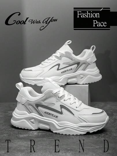 Men's Comfortable Retro Versatile Height Increasing Shock-Absorbing Sneakers, Fashionable Minimalist Lightweight Lace-Up Athletic Outdoor Running Shoes, Couple Casual Shoes