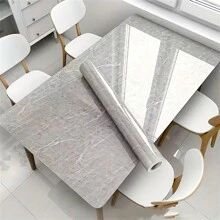 1 卷大理石灰色极简主义乙烯基壁纸，简洁干净的风格，适用于清新的橱柜、餐桌、厨房和各种场合 - 淺灰色 - 查看 4