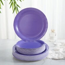 Piring dan Serbet Sekali Pakai Warna Ungu yang Disesuaikan, Dirancang untuk 24 Tamu, Perlengkapan Pesta yang Cocok untuk Ulang Tahun, Pernikahan, Pesta, dan Piknik Keluarga. - MultiWarna - View 3