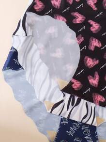 7pcs Set Heart Zebra Print, Letter & Lip Graphic Minimalist Soft Silky Breathable Triangular Underwear, Comfortable For Sports, Fitness, Yoga, Quick-Dry Ruffle Edge Panties - Multicolor - View 6