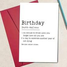 Tarjeta de cumpleaños divertida con definición - Feliz Cumpleaños | Envejecer y borracho | Tarjeta de humor sarcástico para amigos, hermana, hermano