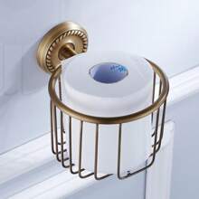 Tissue Box Toilet Roll Holder Stand Toilet Lavatory Tissue Box Hanging Rack Antique Bath Towel Wall Mounted - Gold - View 2