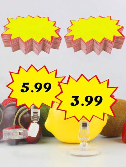 200pcs Yellow Bargain Price Tags, Explosion Sticker, Mini Product Price Tag, 3.54 X 2.75 Inch Star Shape Blank Retail Labels, Label Paper For Consumables For Grocery Stores, Supermarkets And Holiday Events, Paper Material