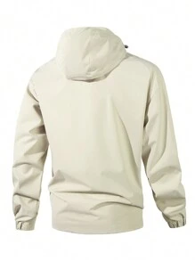 Men's Windproof And Waterproof Jacket, Casual And Breathable, With A Hood, Zipper, Long Sleeves And Pockets, Suitable For Hiking, Jogging, Cycling, Outdoor Fitness And Sports.