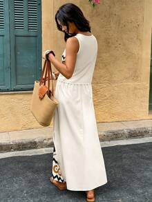 Conjunto de 2 piezas con estampado colocado incluyendo vestido para mujer