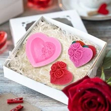 1pc Valentine'S Day Flower Love Rose Silicone Soap Mold, DIY Aromatherapy Handmade Gypsum Candle Making Mold