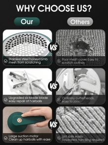 1pc Rechargeable Portable Electric Lint Remover, Fabric Shaver, Effective & Fast Removal Of Fuzz, Pilling And Lint On Furniture, Carpet, Clothes (Green) - Multicolor - View 3