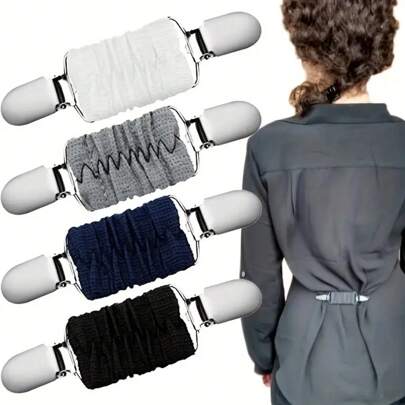 1pc New Dress Cinch Clips Set Elastic Clothes Clip To Tighten Dress Cardigan Collar Clips Shirt Clips Back Cinch For Women