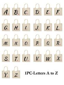 1pc Children's Handbag Shoulder Bag Holiday Gift Bag Square Bag Storage Bag Shopping Bag Multifunctional Light Daily Travel Vacation College Outdoor Shopping Supermarket Festival Classic Simple Solid Color Linen Cute Cartoon Letter Pattern Fashion Casual Bag Suitable For Girlfriends Students Boys Girls Travel Accessories, Back To School Essential - Multicolor - View 2