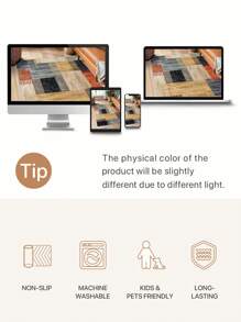 1 Stück Teppich im Wohnzimmer in Großformat mit mehrfarbigem Farbblockdesign, moderner Stil mit 1100g/㎡ Material mit niedriger Polsterung, 5mm Dicke, weich und angenehm anzufühlen, leicht zu pflegen, wasserdicht und fleckabweisend, rutschfeste Rückseite, maschinenwaschbar, Teppich für Lobby, Schlafzimmer, Küche, Esszimmer, Büro, Raumdekoration und Fußmatte.