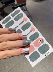 1pc New Full Nail Art Sticker, Fashion Element Pattern, Full Cover Nail Sticker, Waterproof Removable Nail Sticker, Women Nail Art, Ladies Self-Adhesive Nail Stickers, Easy To Use, Suitable For Holiday, Party, Birthday Gift - Multicolor - View 2