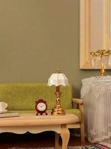 2pcs Mini French Style Desk Lamp With Clock, Suitable For Dollhouse - Perfect For 1:12 Scale Model, Alloy Steel, Ideal For Bedroom & Living Room Decor, No Power Needed