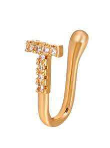 U-förmiger kupferfarbener Nasenstecker mit Strass-Buchstaben-Dekor, Körperschmuck, Geschenk für Frauen & Mädchen