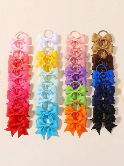 40/30/20/10pcs Random Macaron Color Bowknot Hair Clips, Holiday Party Girl Hair Accessory, Ponytail Clamp, Travel Hair Decoration, Best Gift For Baby Girls