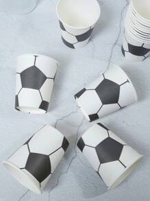 10pcs/25pcs Black Soccer Balls, Golf Balls, Green Soccer Themed Disposable Paper Cups, 9-Ounce/250ml Paper Cups, Disposable Beverage Cups, Disposable Coffee Cups, Beverage Cups, Cold Drink Cups, Hot Drink Cups, Coffee Cups, Meal Cups, Birthday Party Supplies, As Well As Accessories For Birthday Parties, Weddings, Homes, And Offices - Multicolor - View 5