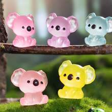 6/12/24Pcs Luminous Mini Resin Koala Miniature Figures Tiny Koala For DIY Fairy Garden Micro Landscape Aquarium Plants Ornament Decoration Teenager Party Toys(Random Color),Resin Animals,Koala,Mini Animals - Multicolor - View 9