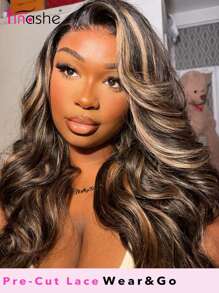 Tinashe Hair Wear&Go Glueless Balayage Honey Blonde Pre-Cut 5*5 Lace Wig Highlight Body Wave Human Hair Wig - SNatural/22 - View 2
