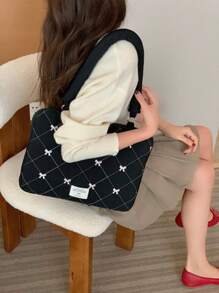 Laptop Bag Cute Bow Embroidered Storage Handbag 13/14 Inches 15/15.6 Inches Portable Shoulder Laptop Bag Laptop Case Laptop Sleeve Computer Case Case Computer Bag Laptop Cover Ipad Bag Classroom School Mac Book Teacher Laptop Bag Women College Winter Holiday - Multicolor - View 15