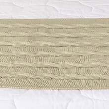 Knitted Blanket Bedspread For Queen Size Bed With Braids - ONLY THE FEET - Khaki - View 3