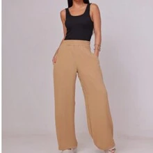 Women Pants - 米色 - 查看 5