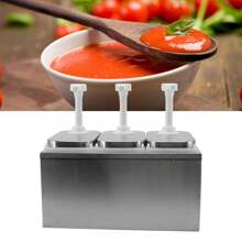 Sauce Dispenser Plastic And Stainless Steel Condiment Pump Station Sauce Dispenser For Kitchen Home 2L  Triple Pump - Multicolor - View 4