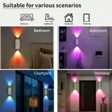 1 luz nocturna con sensor de movimiento recargable por USB, luz de pared LED RGB moderna y ajustable, adecuada para la entrada, mesita de noche, escritorio, armario o luz de escalera magnética