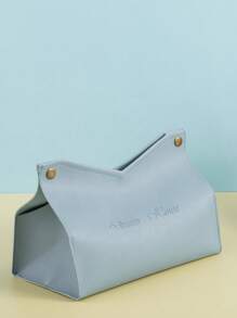 1pc/ 2pcs Set Minimalist Embossed Text Phrase Paper Towel Box, PU Leather V-Shaped Waterproof Desktop Upright Paper Napkin Holder Storage Organizer For Office, Restaurant, Bar, Living Room, Bedroom, Bathroom