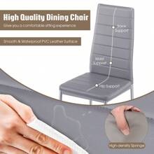 OYAJIA Set Of 6 Modern Dining Chairs Kitchen Chair Faux Leather With High Back And Metal Legs Grey - Grey - View 5