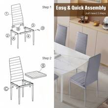 OYAJIA Set Of 6 Modern Dining Chairs Kitchen Chair Faux Leather With High Back And Metal Legs Grey - Grey - View 9