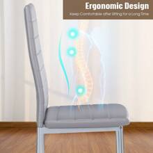 OYAJIA Set Of 6 Modern Dining Chairs Kitchen Chair Faux Leather With High Back And Metal Legs Grey - Grey - View 4