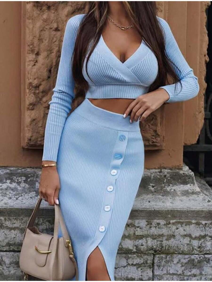 Two-Piece Set Skirt And Knit Top