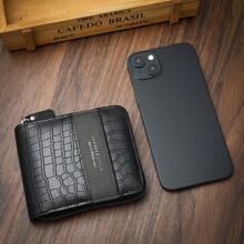 1 件新款时尚男士钱包，复古鳄鱼纹理多功能拉链零钱包，年轻学生百搭多卡位，男士礼物，适合青少年、夏季休闲、户外、运动、度假、旅行、毕业、生日装扮