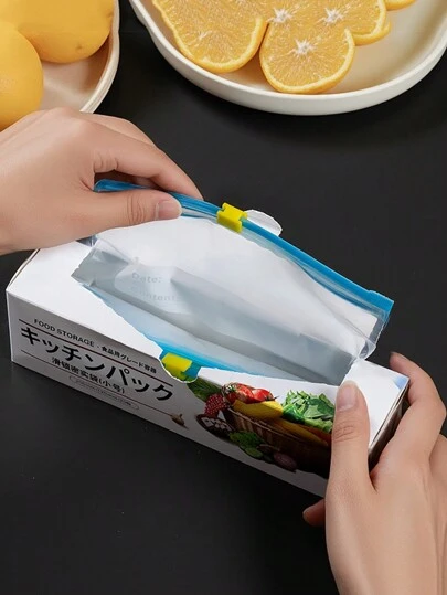 1pc Reusable Food Storage Bag, Kitchen Vegetable Fruit Grain Refrigerator Seal Bag, Multi-Size Food Preservation Bag (Bag Pattern Randomly Delivered), For Outdoor, Camping