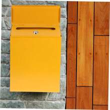 Mailbox With Key Lock, Metal Wall Mount Drop Lock Post Box Hanging Secure Letter Box For Front Door Office Outdoor Garden Wall Decoration White Red Yellow