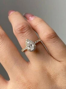 1 pezzo Anello a forma di goccia in argento sterling 925 stile classico alla moda, regalo per San Valentino, Natale, compleanno per coppie, elegante regalo con ciondolo per le donne