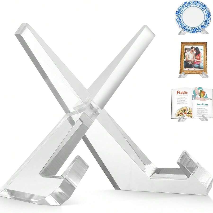 Giá trưng bày Acrylic trong suốt cho đĩa, bánh trà, tác phẩm nghệ thuật, giá trưng bày nghệ thuật, giá trưng bày đĩa tròn, giá trưng bày đồ lưu niệm, giá trưng bày đĩa gốm hình chữ X, khung trưng bày nghệ thuật đĩa than, kệ trưng bày sách thực đơn - Trong sáng - Xem 1