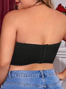 Sujetador sin tirantes y talla grande para mujer con diseño de hebilla frontal, ropa interior suave y cómoda sin aro de acero